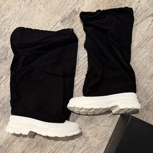 Elegant Black and White Ankle Boots